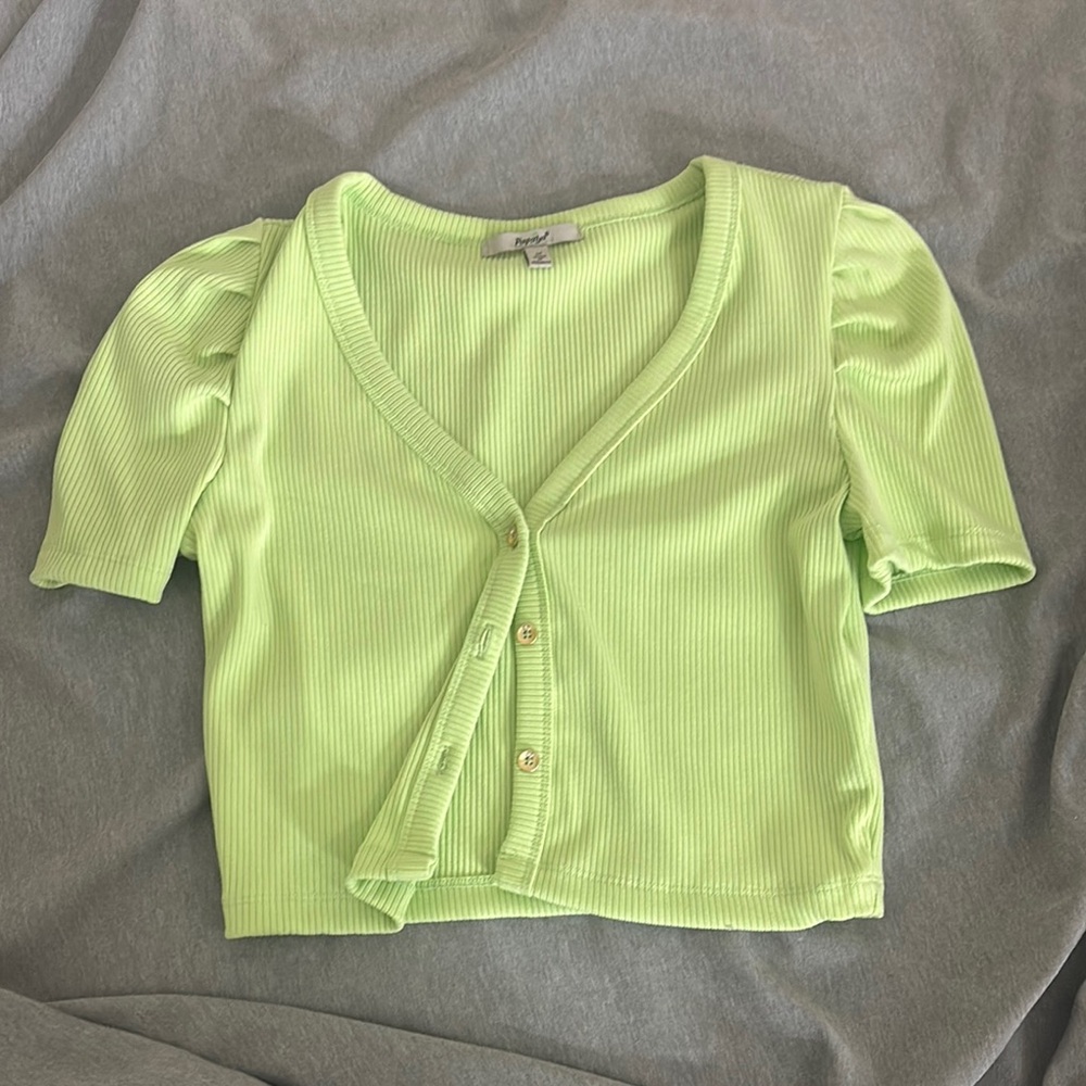 Forever 21 Light Green Ribbed Cardigan